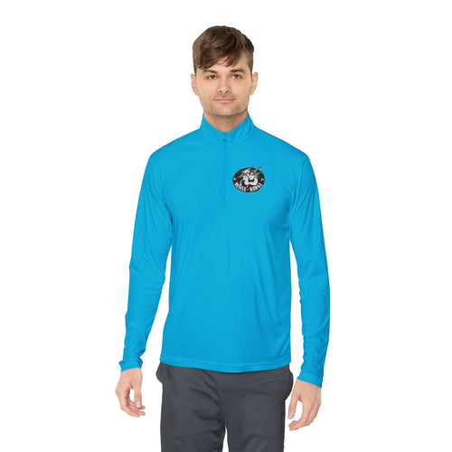 Quarter-Zip Pullover — Vintage Floral Crest Chest Logo