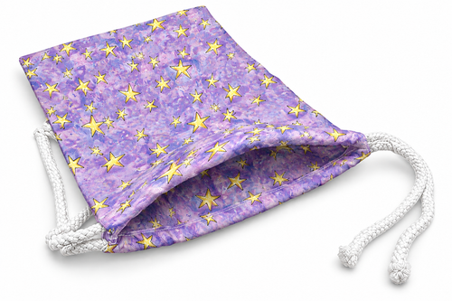 Lavender Gold Star Favor Bag — Purple Drawstring Party Pouch