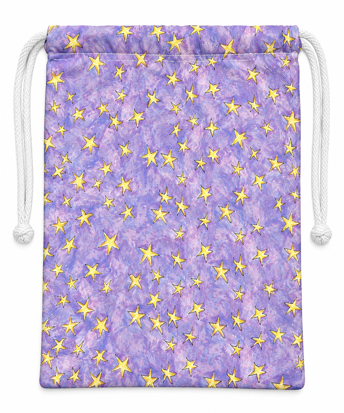 Lavender Gold Star Favor Bag — Purple Drawstring Party Pouch