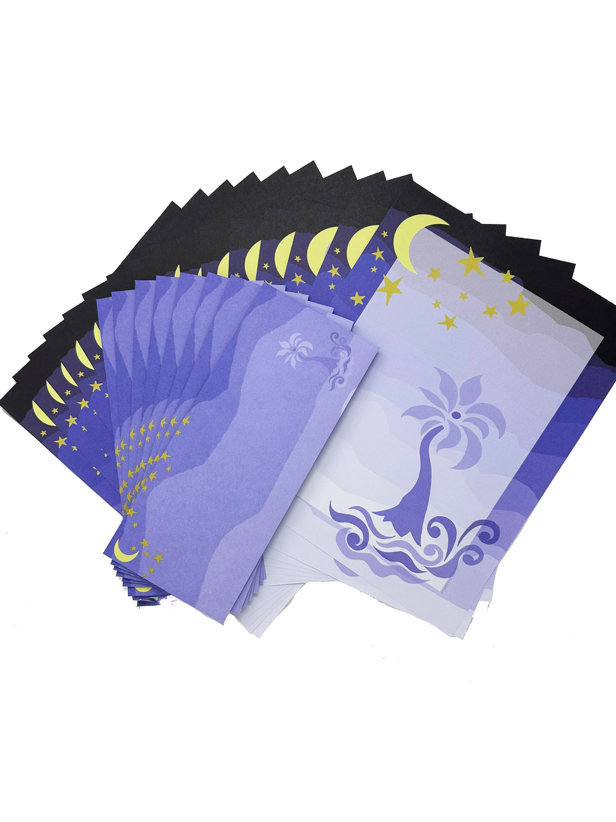 Dark Night Stationery Sets - 16 Printable letterhead and 8 Envelopes