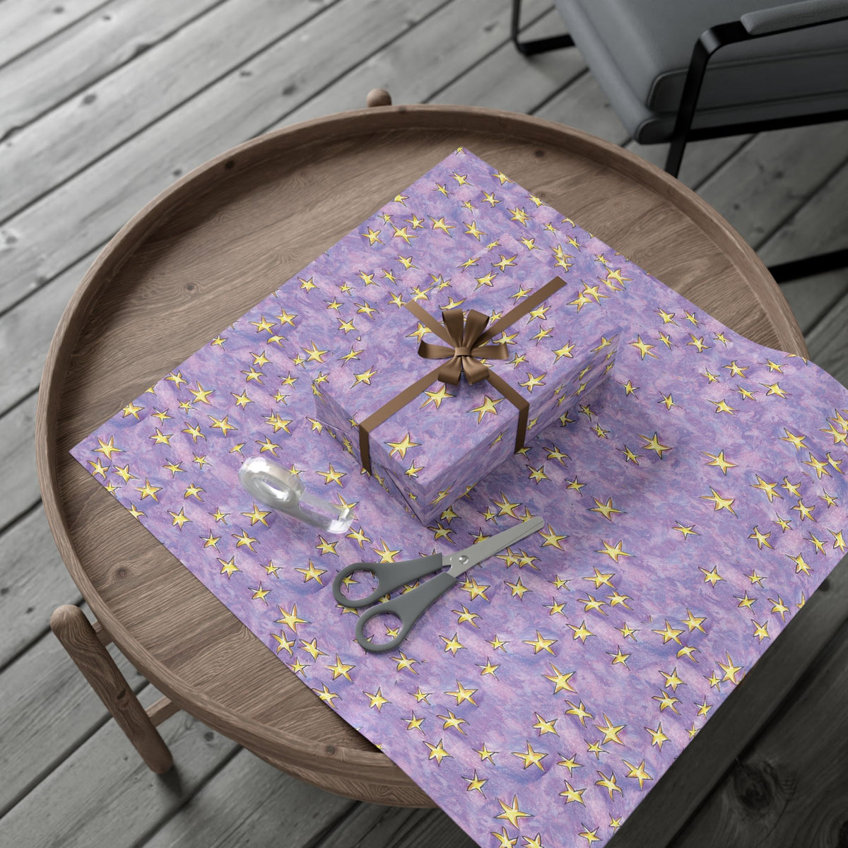 Lavender Gold Stars Gift Wrap Papers! Make your holidays sparkle!