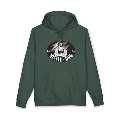 Muscle Dog Hoodie — Vintage Gym Bulldog Graphic Pullover