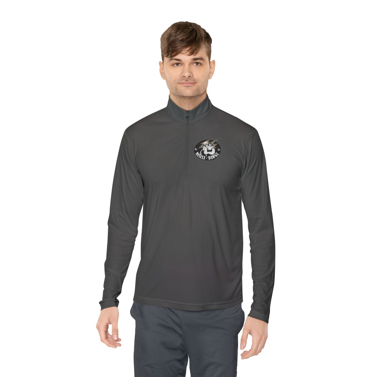Quarter-Zip Pullover — Vintage Floral Crest Chest Logo