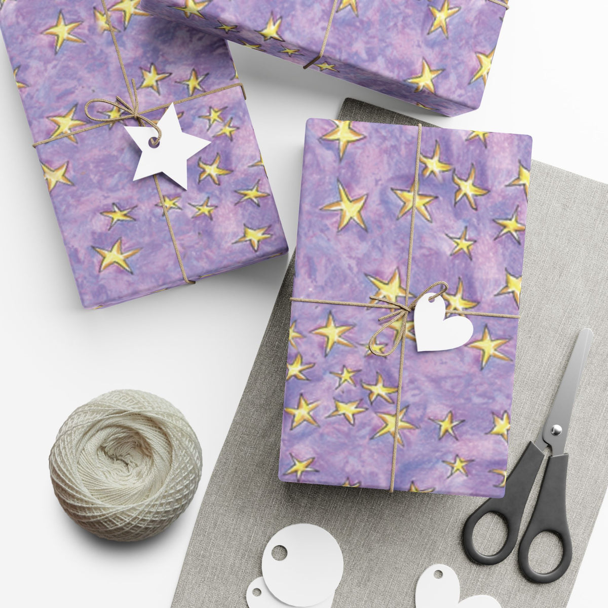 Lavender Gold Stars Gift Wrap Papers! Make your holidays sparkle!