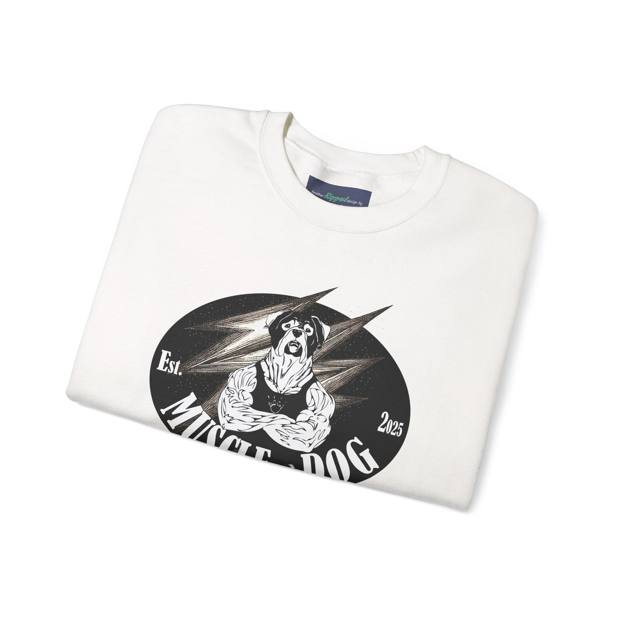 Muscle Dog Crewneck Sweatshirt — Vintage Pitbull Logo Pullover