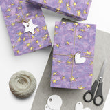 Lavender Gold Stars Gift Wrap Papers! Make your holidays sparkle!
