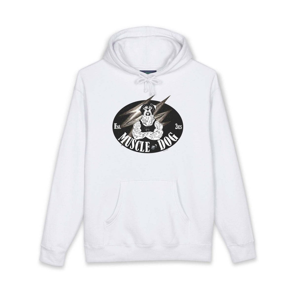 Muscle Dog Hoodie — Vintage Pitbull Strength Graphic Sweatshirt