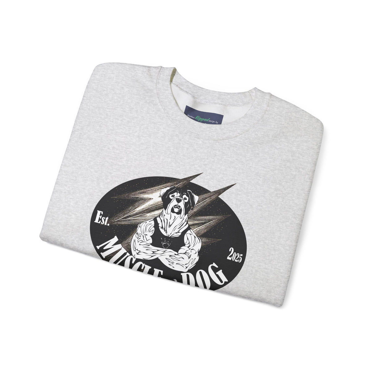 Muscle Dog Crewneck Sweatshirt — Vintage Pitbull Logo Pullover