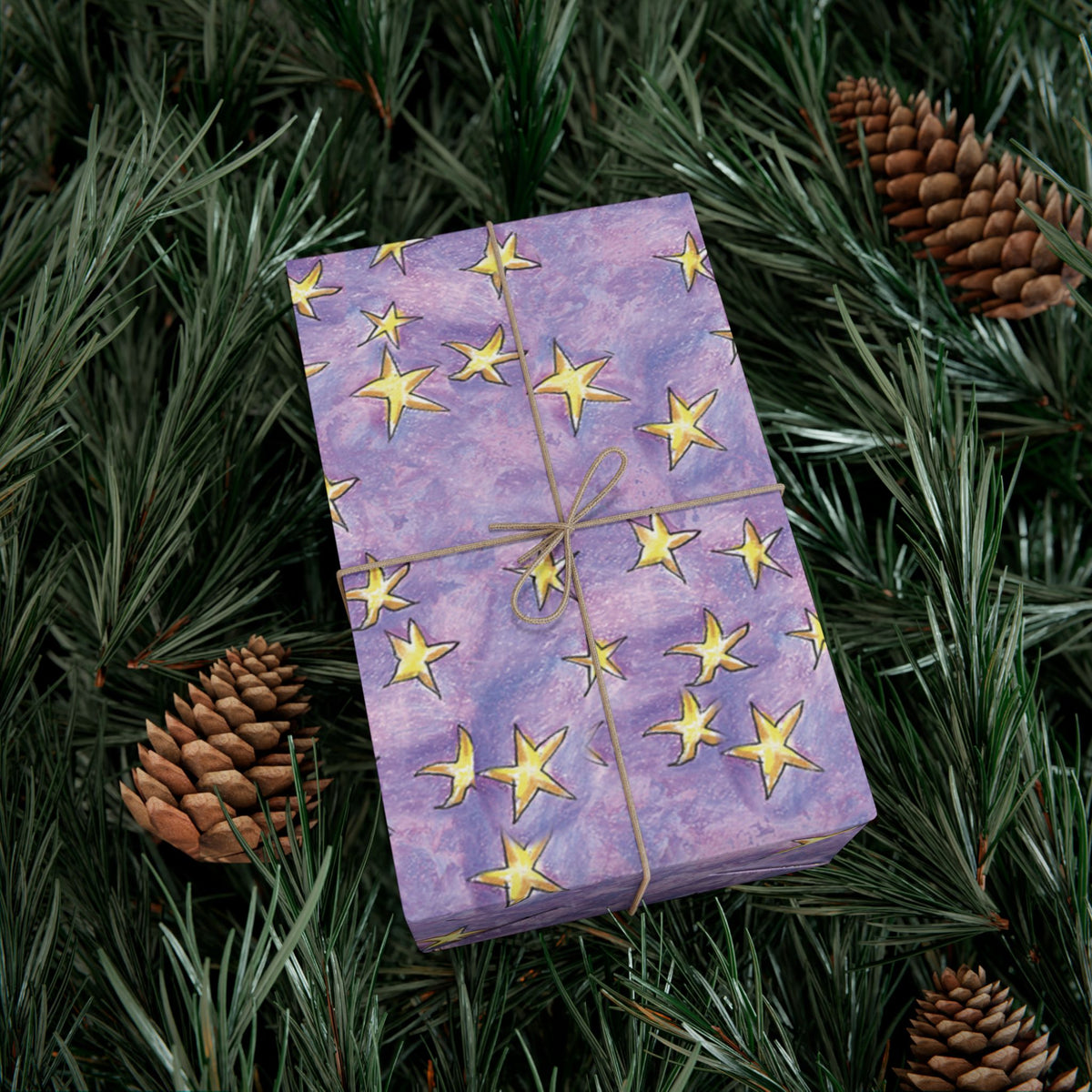 Lavender Gold Stars Gift Wrap Papers! Make your holidays sparkle!