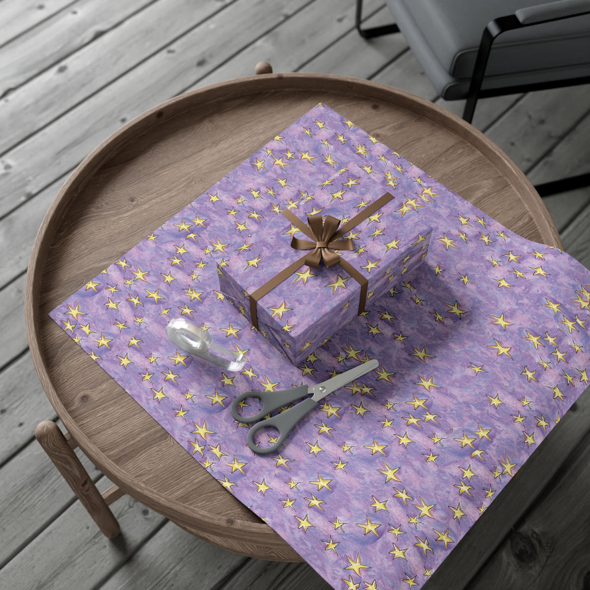 Lavender Gold Stars Gift Wrap Papers! Make your holidays sparkle!