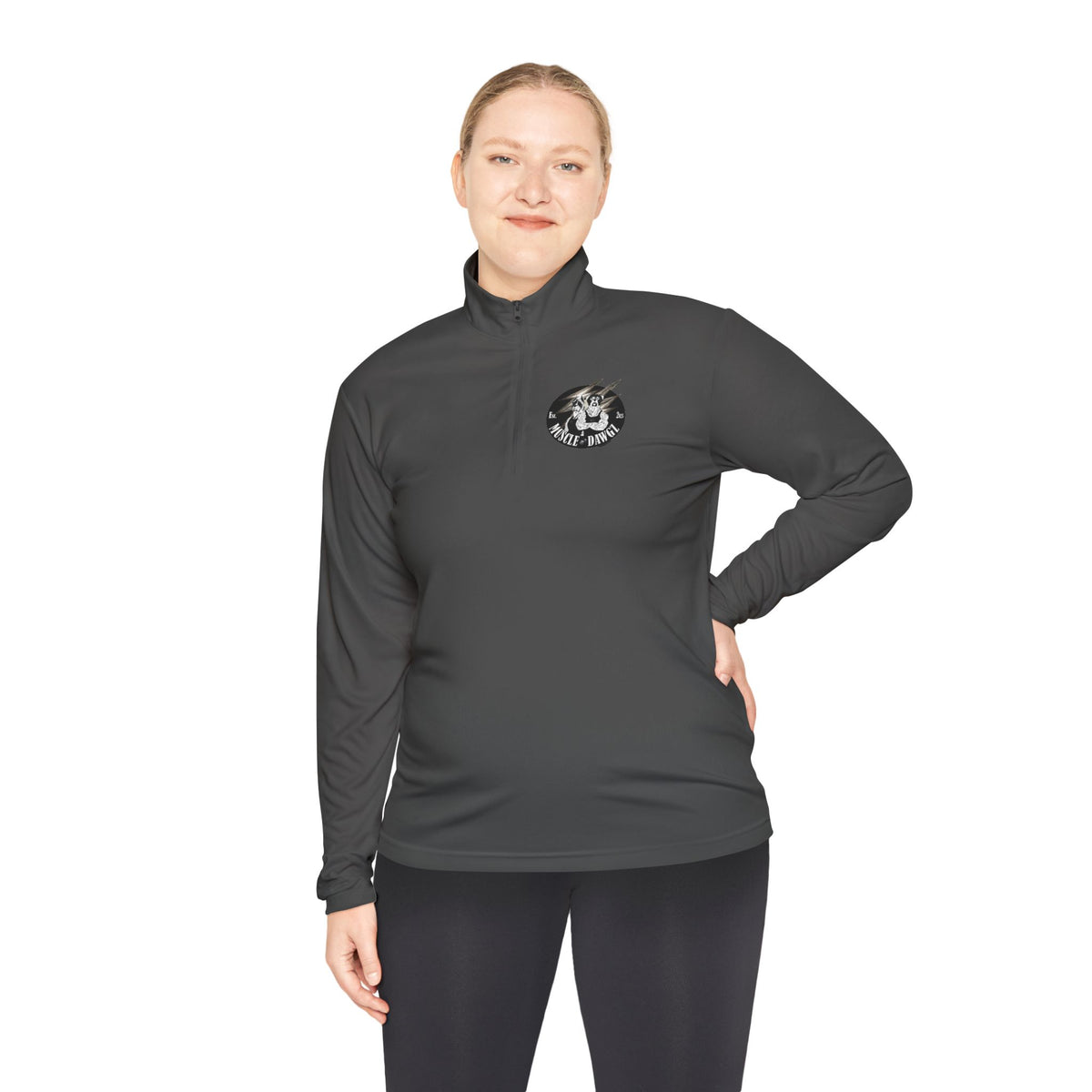 Quarter-Zip Pullover — Vintage Floral Crest Chest Logo