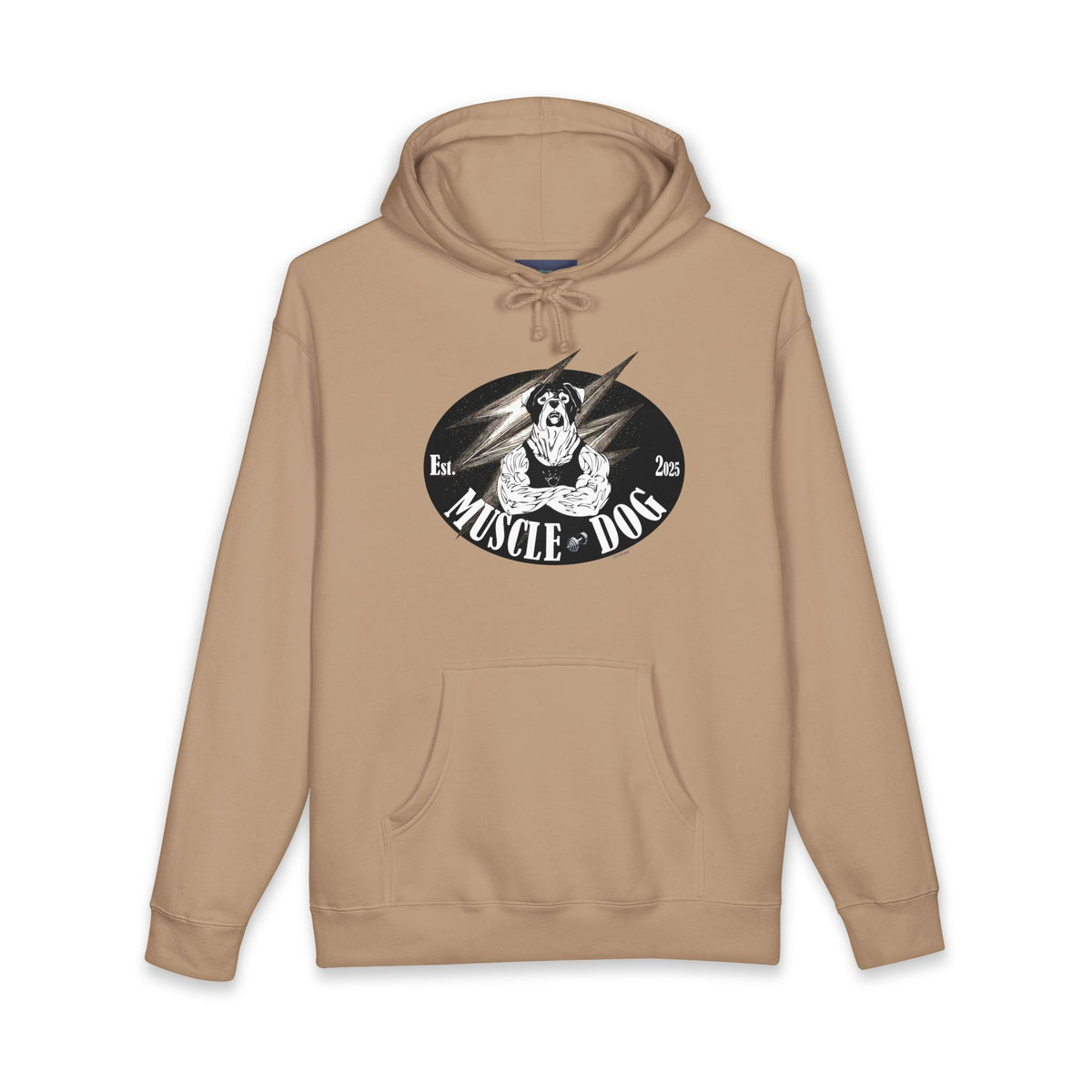 Muscle Dog Hoodie — Vintage Gym Bulldog Graphic Pullover