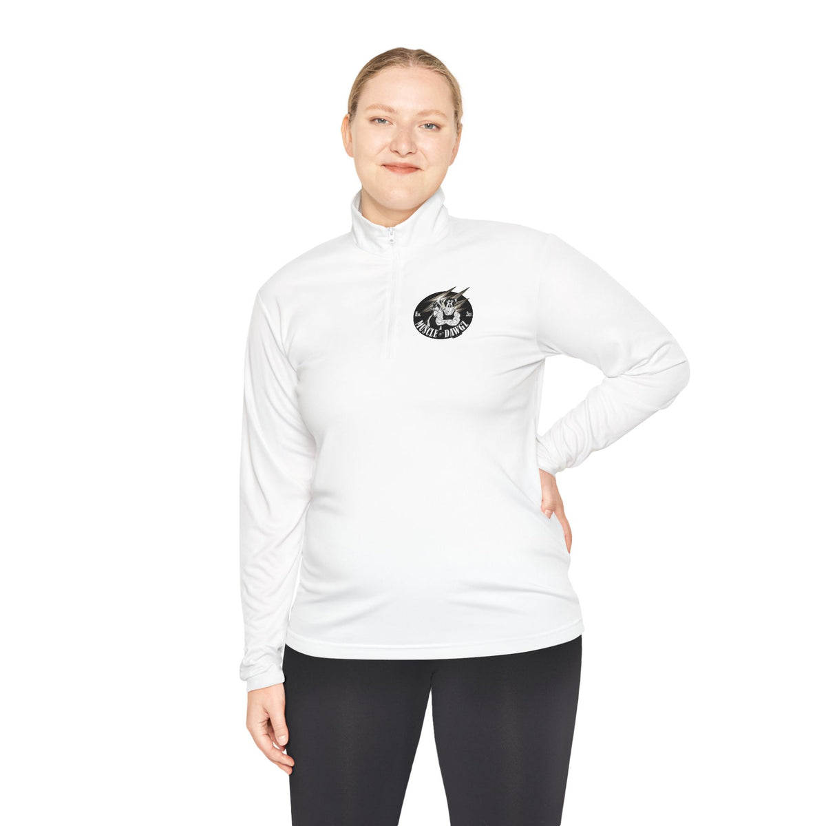 Quarter-Zip Pullover — Vintage Floral Crest Chest Logo