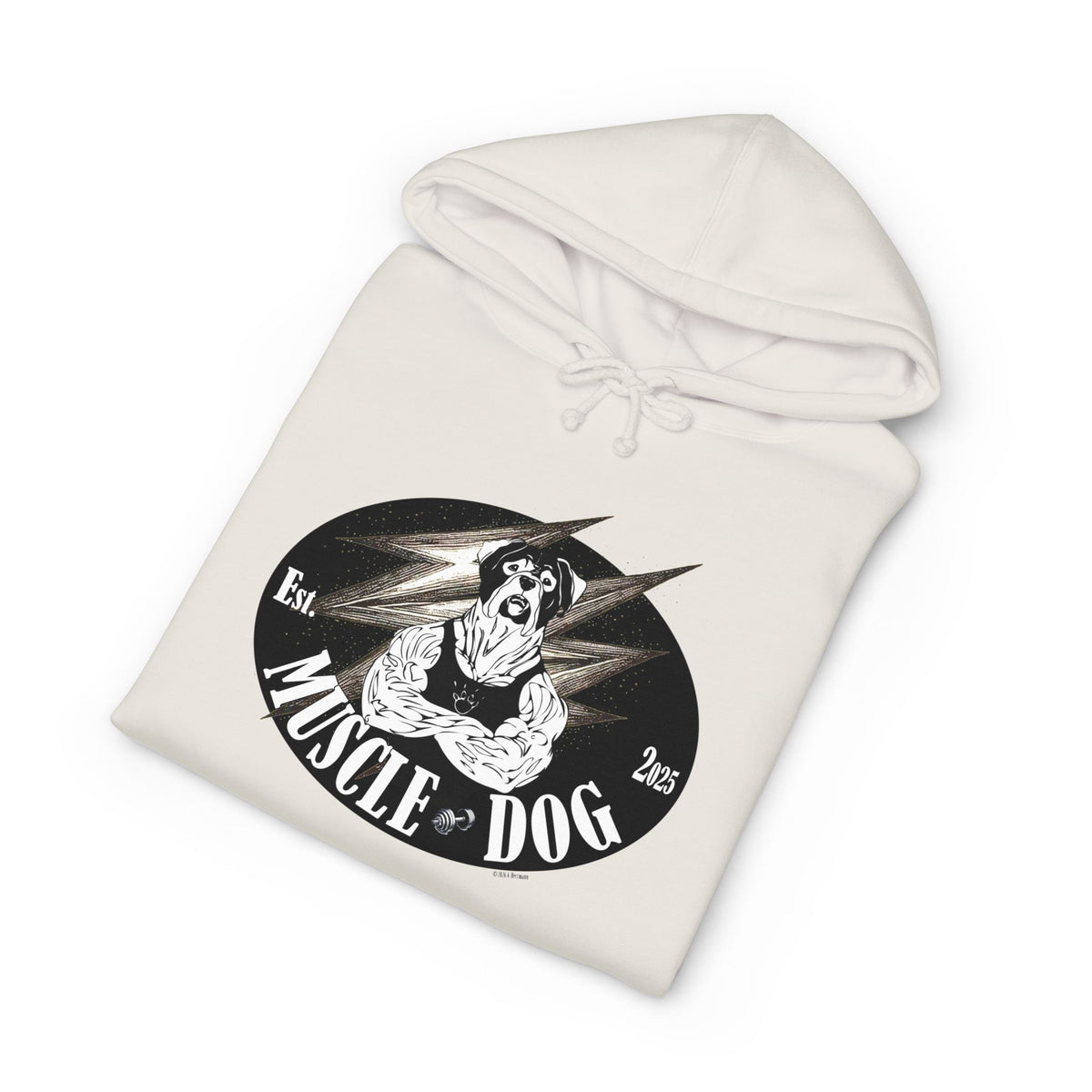 Muscle Dog Hoodie — Vintage Pitbull Strength Graphic Sweatshirt