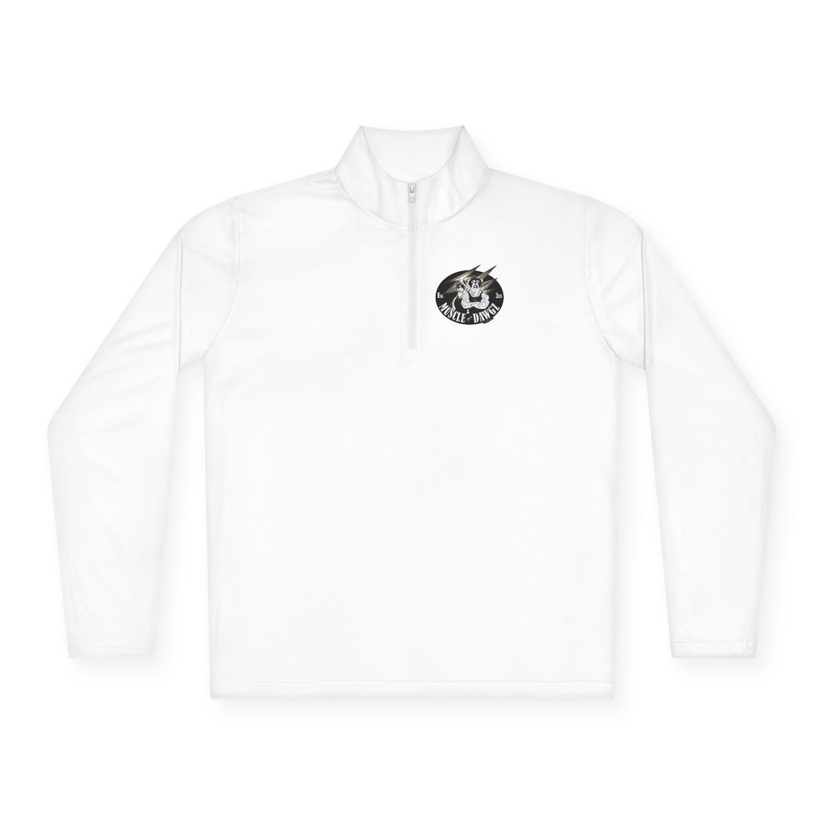 Quarter-Zip Pullover — Vintage Floral Crest Chest Logo