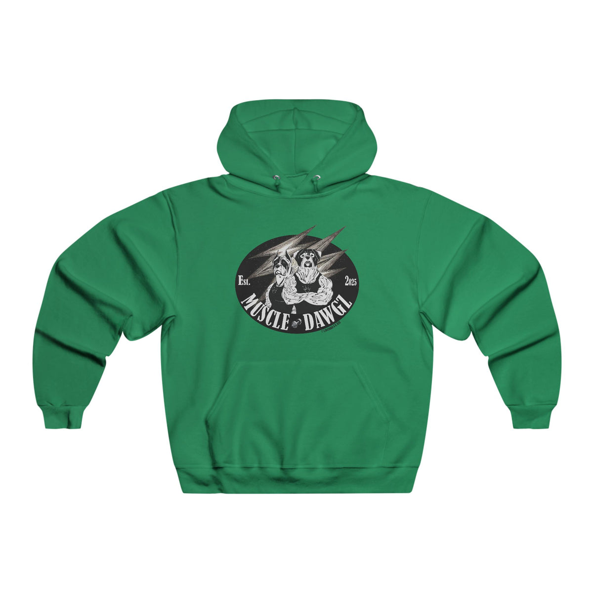 Muscle Dawg Retro Skull Hoodie — Vintage Gym Weightlifting Sweatshirt