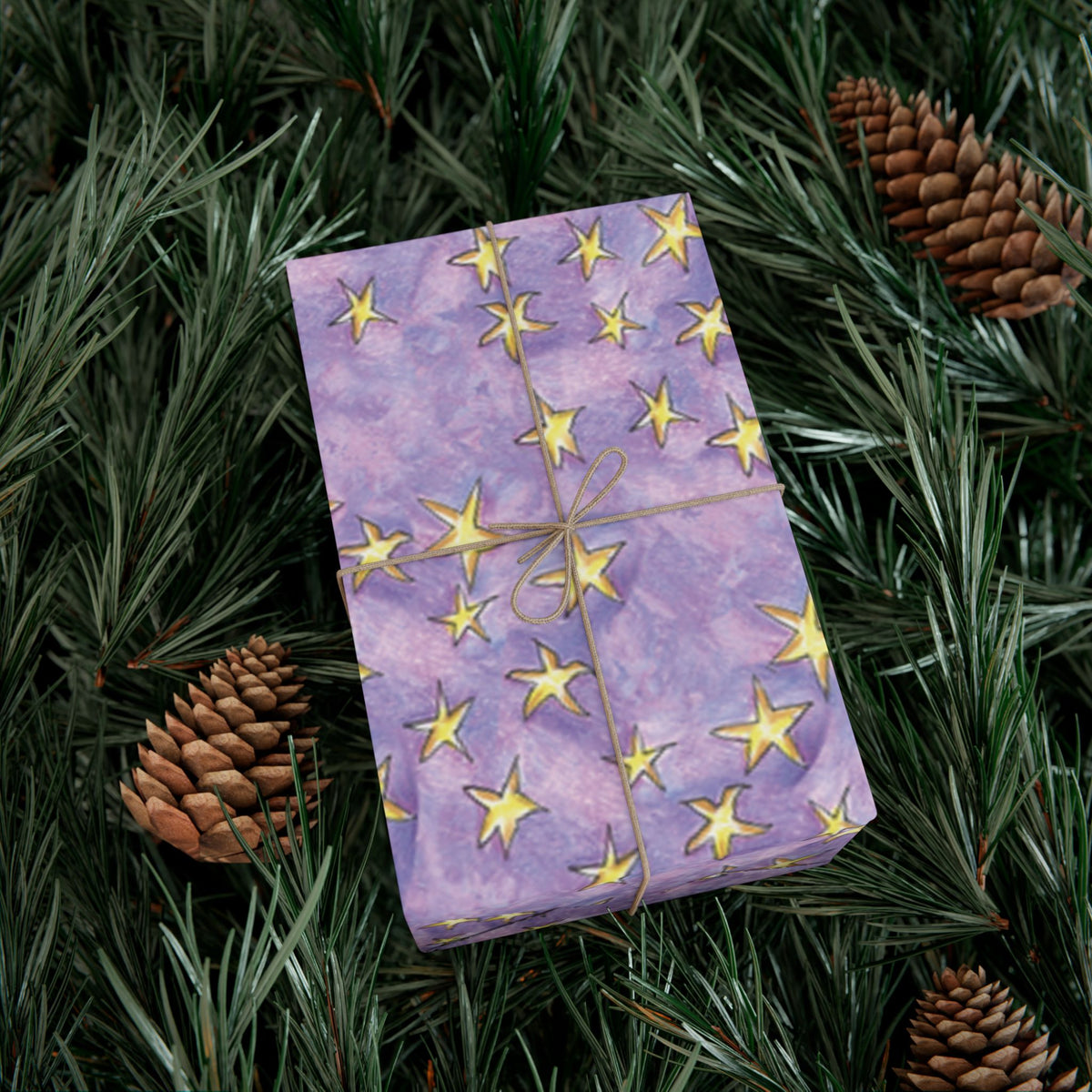 Lavender Gold Stars Gift Wrap Papers! Make your holidays sparkle!