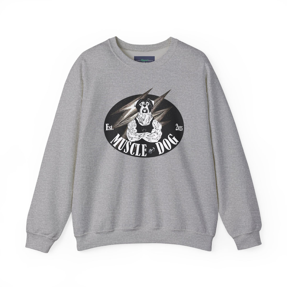 Muscle Dog Crewneck Sweatshirt — Vintage Pitbull Logo Pullover