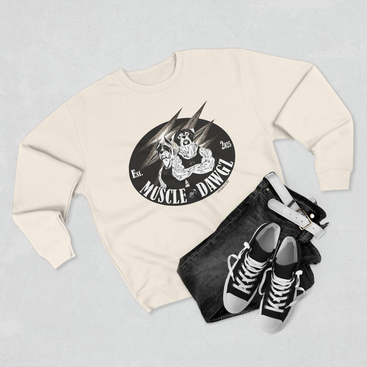 Muscle Dawg Graphic Crewneck Sweatshirt