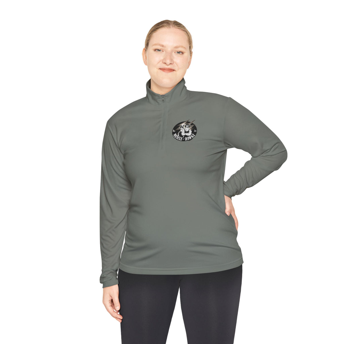 Quarter-Zip Pullover — Vintage Floral Crest Chest Logo