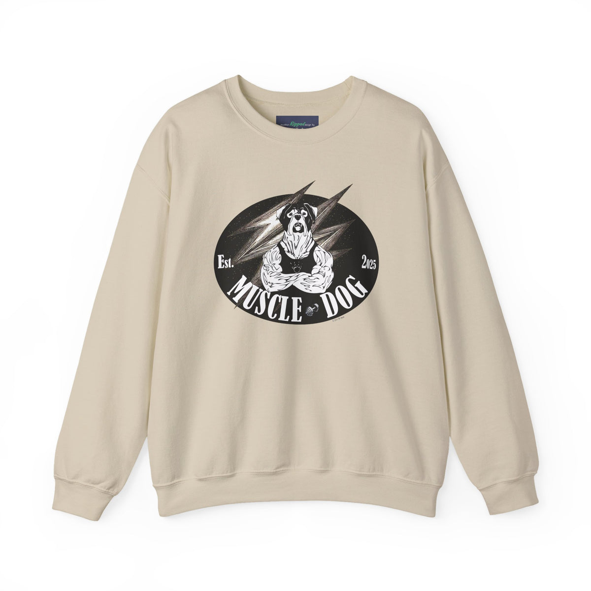 Muscle Dog Crewneck Sweatshirt — Vintage Pitbull Logo Pullover