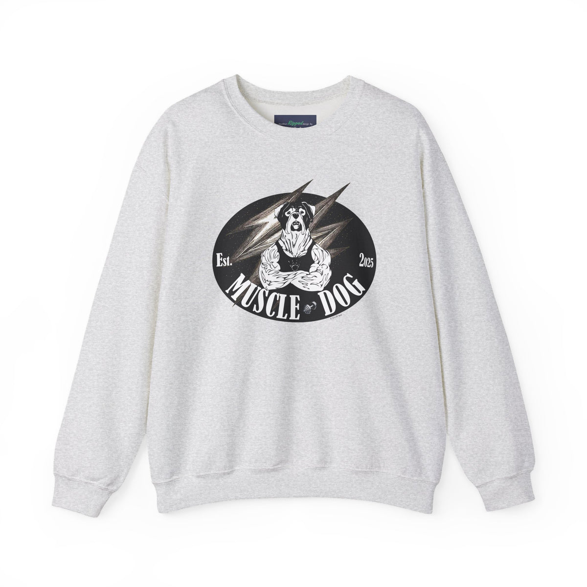 Muscle Dog Crewneck Sweatshirt — Vintage Pitbull Logo Pullover