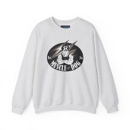 Muscle Dog Crewneck Sweatshirt — Vintage Pitbull Logo Pullover