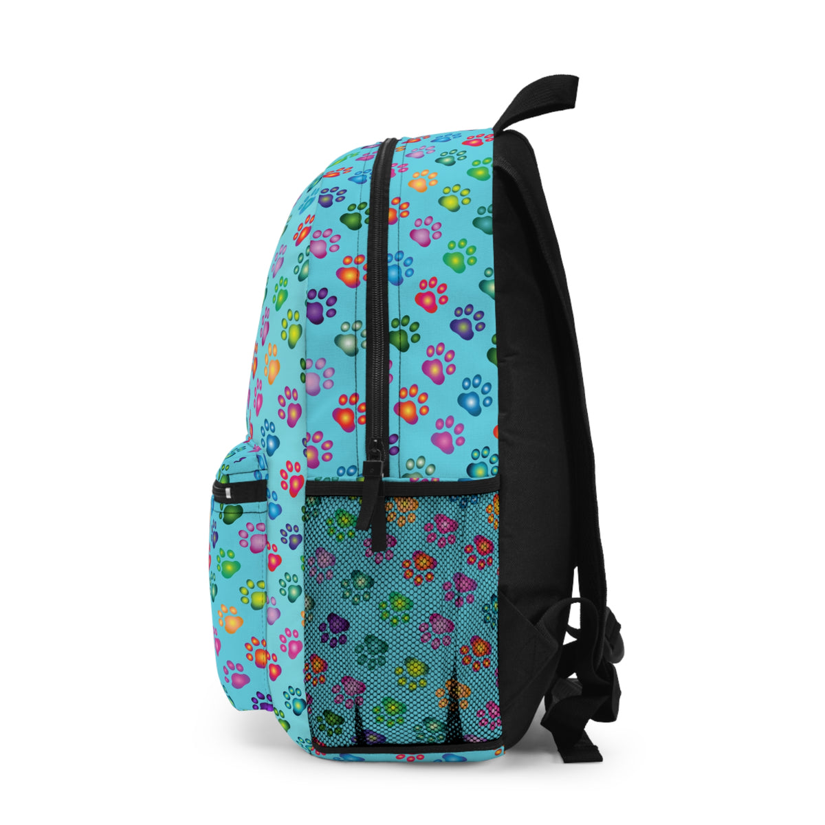 DoodleBum PERSONALIZE IT!- Paw Print Polka Dot Pattern Backpack | multicolored paw prints School Bag