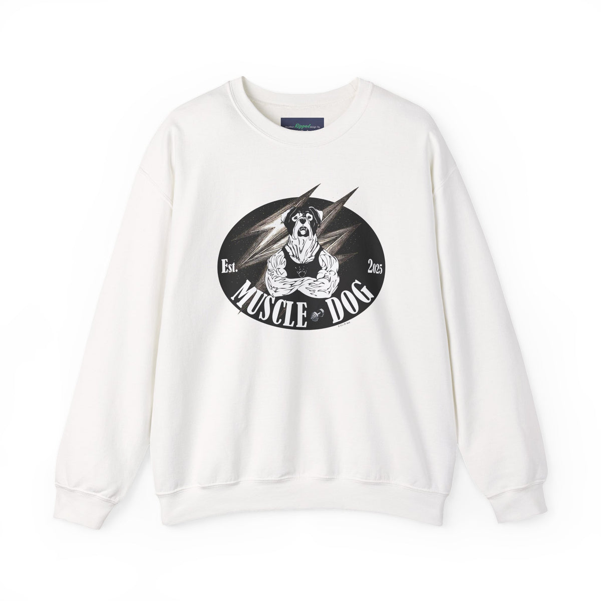 Muscle Dog Crewneck Sweatshirt — Vintage Pitbull Logo Pullover