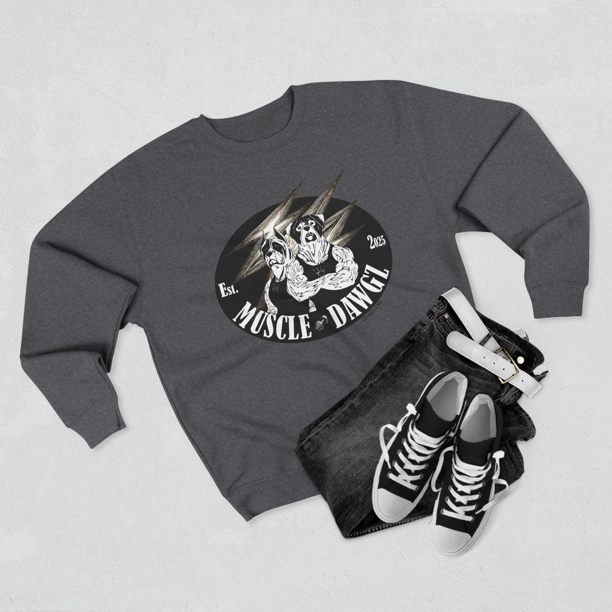 Muscle Dawg Graphic Crewneck Sweatshirt