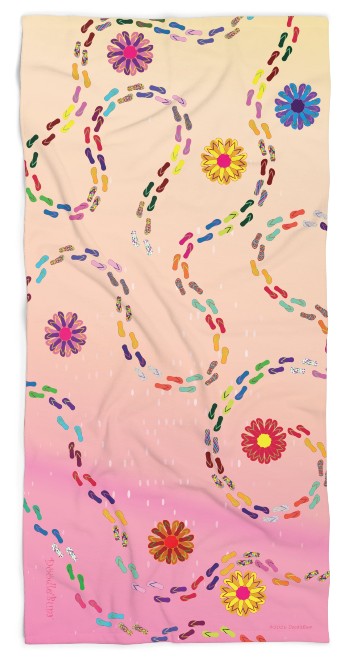 Pastel Daisy Path Beach Towel — Floral Summer Pool & Beach Towel